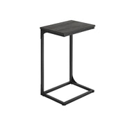 C Shaped End Table with Metal Frame in Misty Grey and Black for Small Spaces by Vasagle