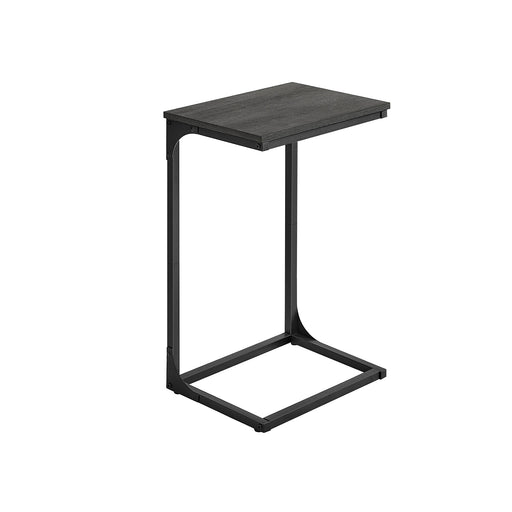 C Shaped End Table with Metal Frame in Misty Grey and Black for Small Spaces by Vasagle