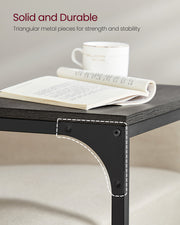 C Shaped End Table with Metal Frame in Misty Grey and Black for Small Spaces by Vasagle