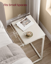 C Shaped Side Table with Metal Frame and Rustic Wood Finish for Living Room by Vasagle