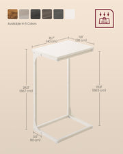 C Shaped Side Table with Metal Frame and Rustic Wood Finish for Living Room by Vasagle