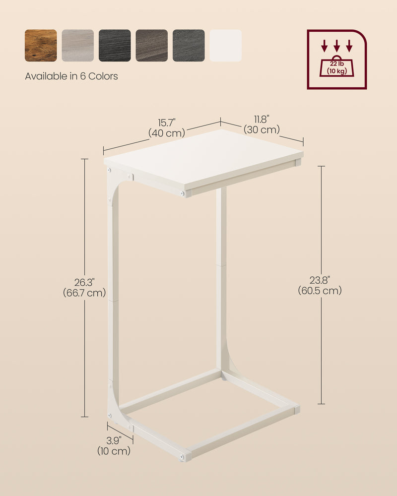 C Shaped Side Table with Metal Frame and Rustic Wood Finish for Living Room by Vasagle