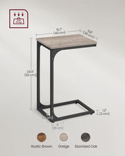 Set of 2 C Shaped Side Tables in Heather Greige and Ink Black for Sofa or Bed by Vasagle