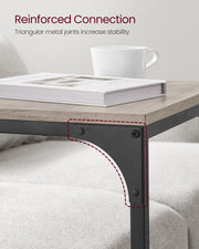 Set of 2 C Shaped Side Tables in Heather Greige and Ink Black for Sofa or Bed by Vasagle