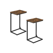 Set of 2 C Shaped Side Tables Rustic Brown and Black Space Saving Design by Vasagle