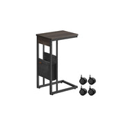 C Shaped Bedside Table with Fabric Storage Bag in Ash Brown for Small Spaces by Vasagle