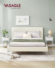 White Bedside Table with Drawer and Open Shelf for Bedroom Storage by Vasagle