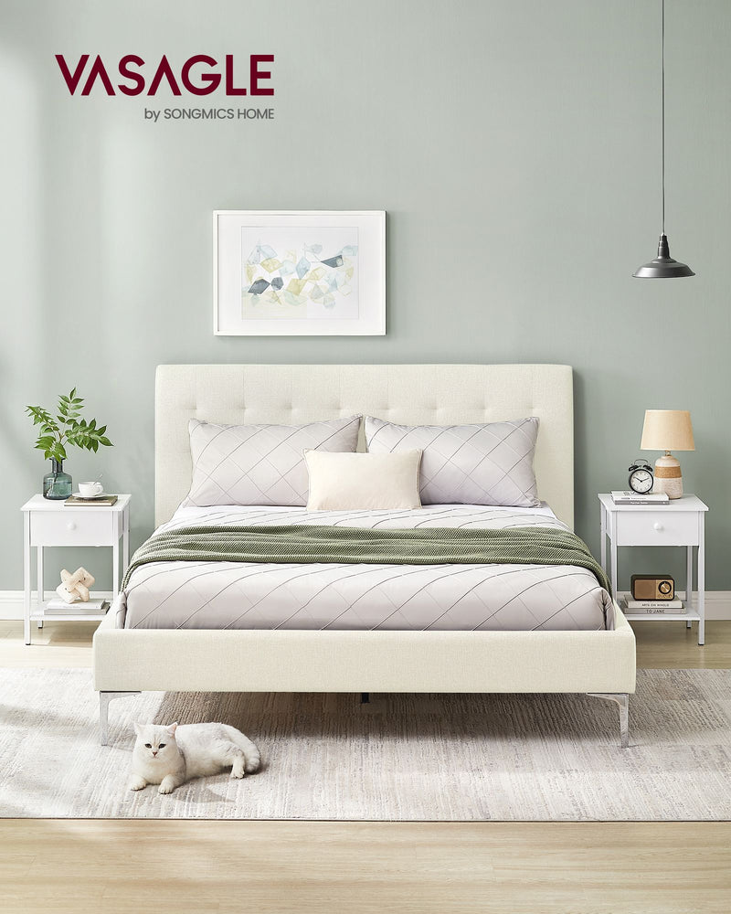 White Bedside Table with Drawer and Open Shelf for Bedroom Storage by Vasagle