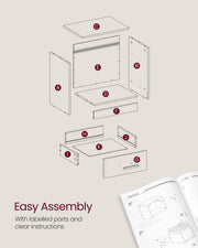 Brown and Black Bedside Table with Storage Shelf for Bedroom or Living Room by Vasagle