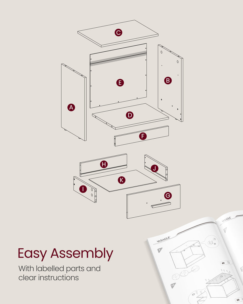 Brown and Black Bedside Table with Storage Shelf for Bedroom or Living Room by Vasagle