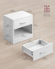 White Bedside Table with Drawer for Bedroom Storage and Nightstand Use by Vasagle