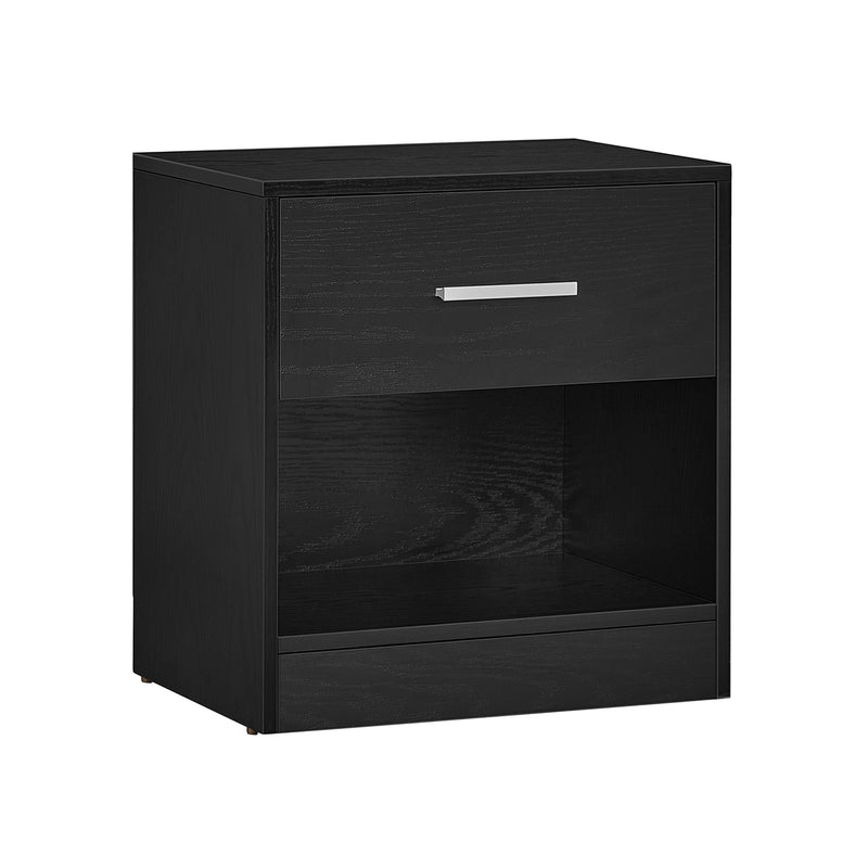 Black Side Table with Drawer and Metal Handle for Bedroom or Lounge by Vasagle