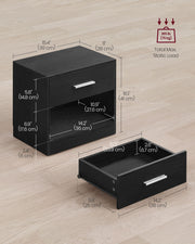 Black Side Table with Drawer and Metal Handle for Bedroom or Lounge by Vasagle