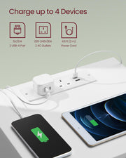 White Nightstand with Built In Charging Station and Storage Drawer by Vasagle