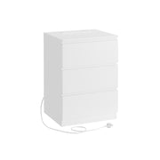 White Bedside Table with Charging Station and Storage Drawers for Bedroom by Vasagle