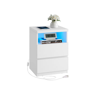 Modern Nightstand with Adjustable LED Light and Storage Drawers for Bedroom by Vasagle