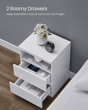 Modern Nightstand with Adjustable LED Light and Storage Drawers for Bedroom by Vasagle
