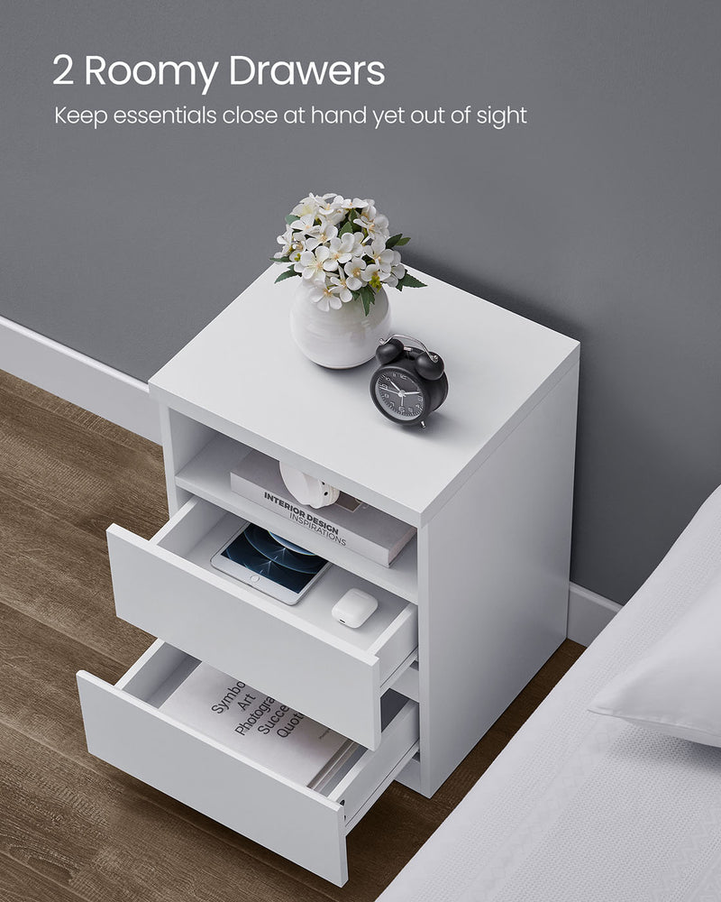 Modern Nightstand with Adjustable LED Light and Storage Drawers for Bedroom by Vasagle