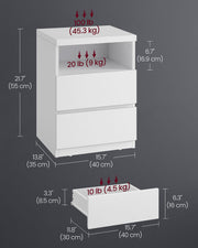 Modern Nightstand with Adjustable LED Light and Storage Drawers for Bedroom by Vasagle