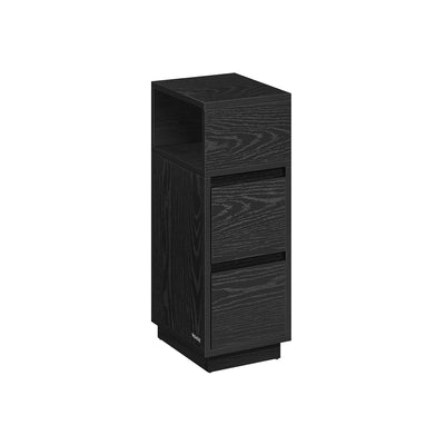 Adjustable Narrow Bedside Table with Drawers and Shelf Space Saving Ebony Black by Vasagle
