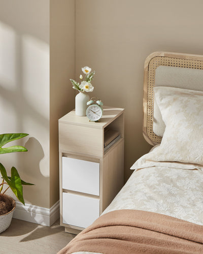 Slim Bedside Table with 2 Drawers for Small Spaces Bedroom Storage by Vasagle