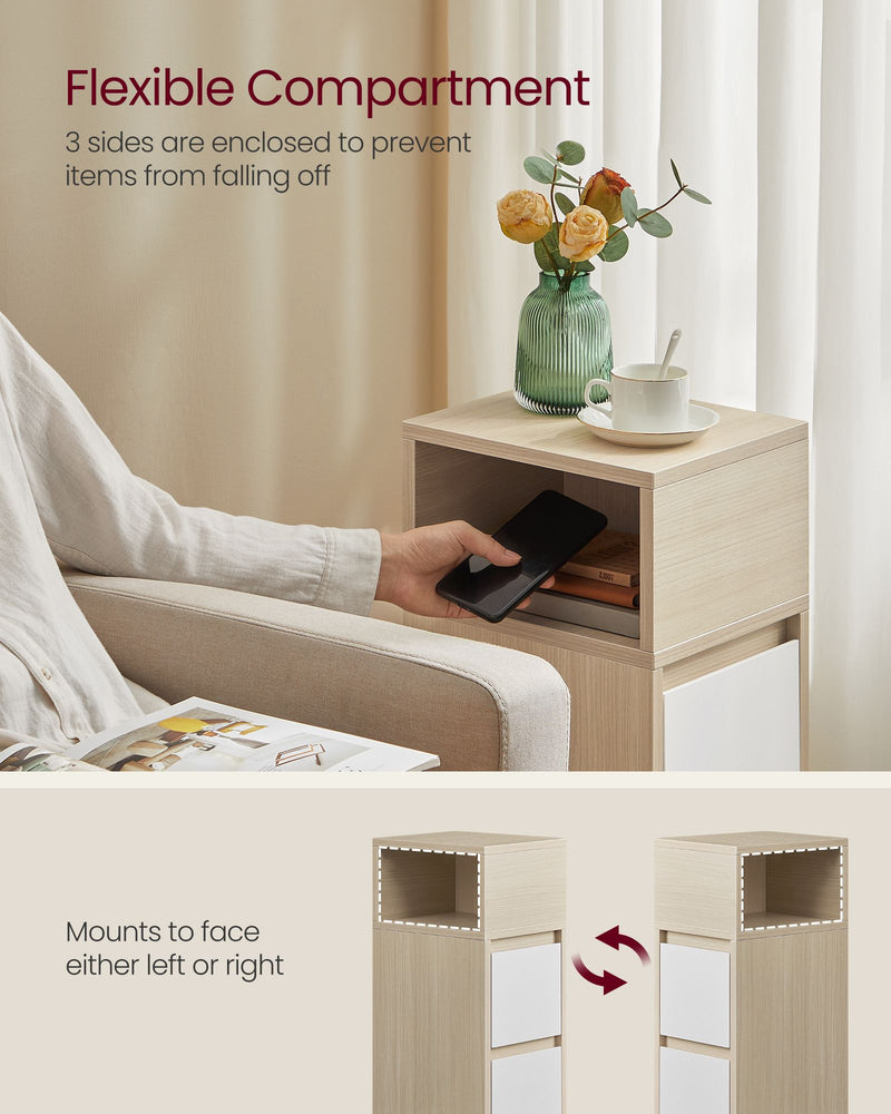 Slim Bedside Table with 2 Drawers for Small Spaces Bedroom Storage by Vasagle