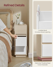 Slim Bedside Table with 2 Drawers for Small Spaces Bedroom Storage by Vasagle