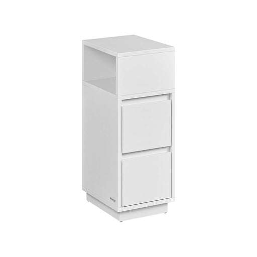 Slim White Bedside Table with 2 Drawers for Small Spaces and Bedrooms by Vasagle
