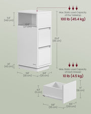 Slim White Bedside Table with 2 Drawers for Small Spaces and Bedrooms by Vasagle