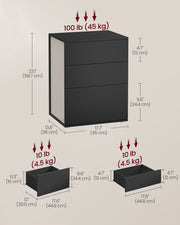 Two Tone Black and Beige Bedside Table Toolless Assembly Modern Nightstand by Vasagle