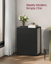 Two Tone Black and Beige Bedside Table Toolless Assembly Modern Nightstand by Vasagle