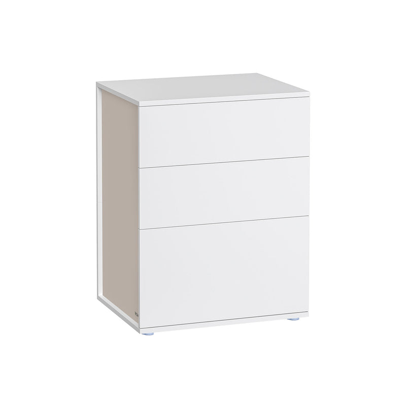 Matte White and Beige Bedside Table Toolless Assembly Modern Nightstand by Vasagle