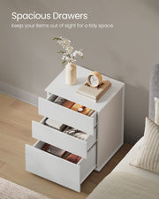 Matte White and Beige Bedside Table Toolless Assembly Modern Nightstand by Vasagle