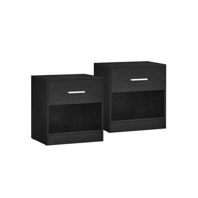 Wooden Side Table with Drawer and Metal Handle for Bedroom or Living Room by Vasagle