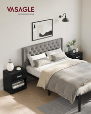 Wooden Side Table with Drawer and Metal Handle for Bedroom or Living Room by Vasagle