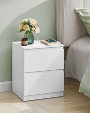 Set of 2 White Nightstands with Charging Station USB Ports and Storage by Vasagle