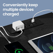 Bedside Tables with Charging Station Set of 2 with 3 Drawers for Bedroom by Vasagle