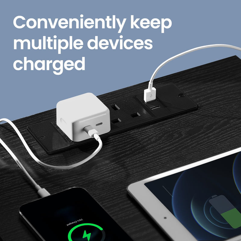 Bedside Tables with Charging Station Set of 2 with 3 Drawers for Bedroom by Vasagle