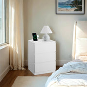Set of 2 Bedside Tables with Charging Station and 3 Drawers for Bedroom Storage by Vasagle