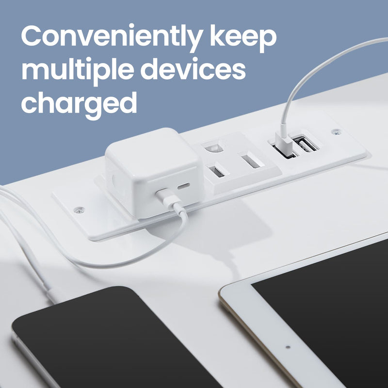 Set of 2 Bedside Tables with Charging Station and 3 Drawers for Bedroom Storage by Vasagle