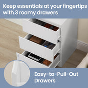 Set of 2 Bedside Tables with Charging Station and 3 Drawers for Bedroom Storage by Vasagle