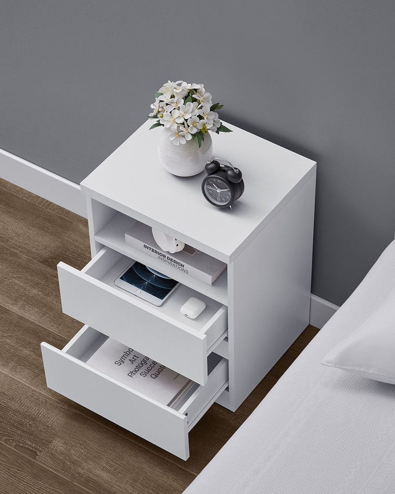 Set of 2 Modern Nightstands with Adjustable LED Lights and Storage Drawers by Vasagle