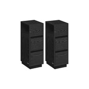 Set of 2 Adjustable Narrow Bedside Tables with Drawers and Shelf in Ebony Black by Vasagle