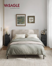 Set of 2 Adjustable Narrow Bedside Tables with Drawers and Shelf in Ebony Black by Vasagle