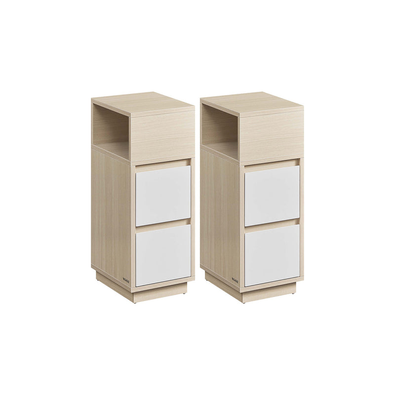 Set of 2 Narrow Side Tables with Drawers for Small Spaces and Bedside Use by Vasagle
