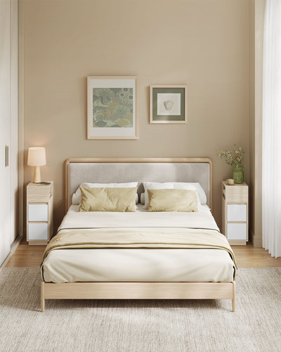 Set of 2 Narrow Side Tables with Drawers for Small Spaces and Bedside Use by Vasagle