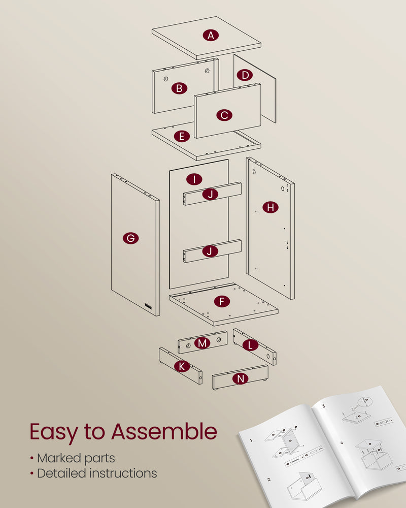 Set of 2 Narrow Side Tables with Drawers for Small Spaces and Bedside Use by Vasagle