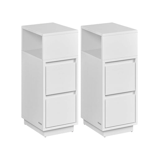 Set of 2 Narrow Bedside Tables with Storage Shelves for Small Spaces by Vasagle