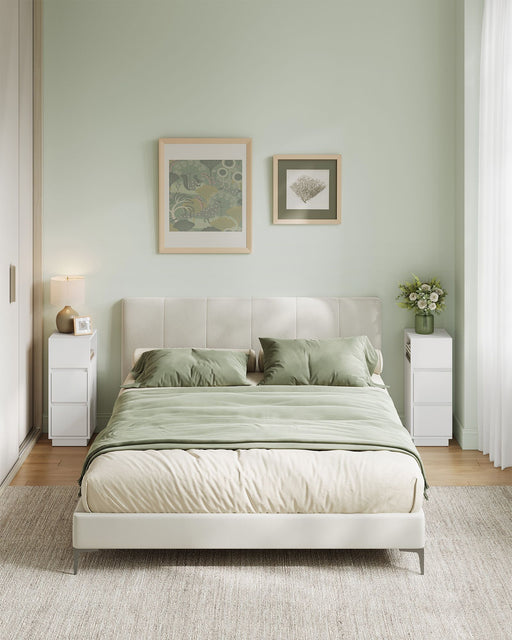 Set of 2 Narrow Bedside Tables with Storage Shelves for Small Spaces by Vasagle