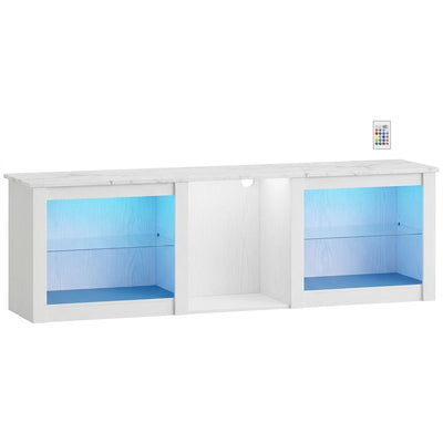 TV Unit with LED Lights and Flexible Storage for Organised Living Room Media White AOSOM
